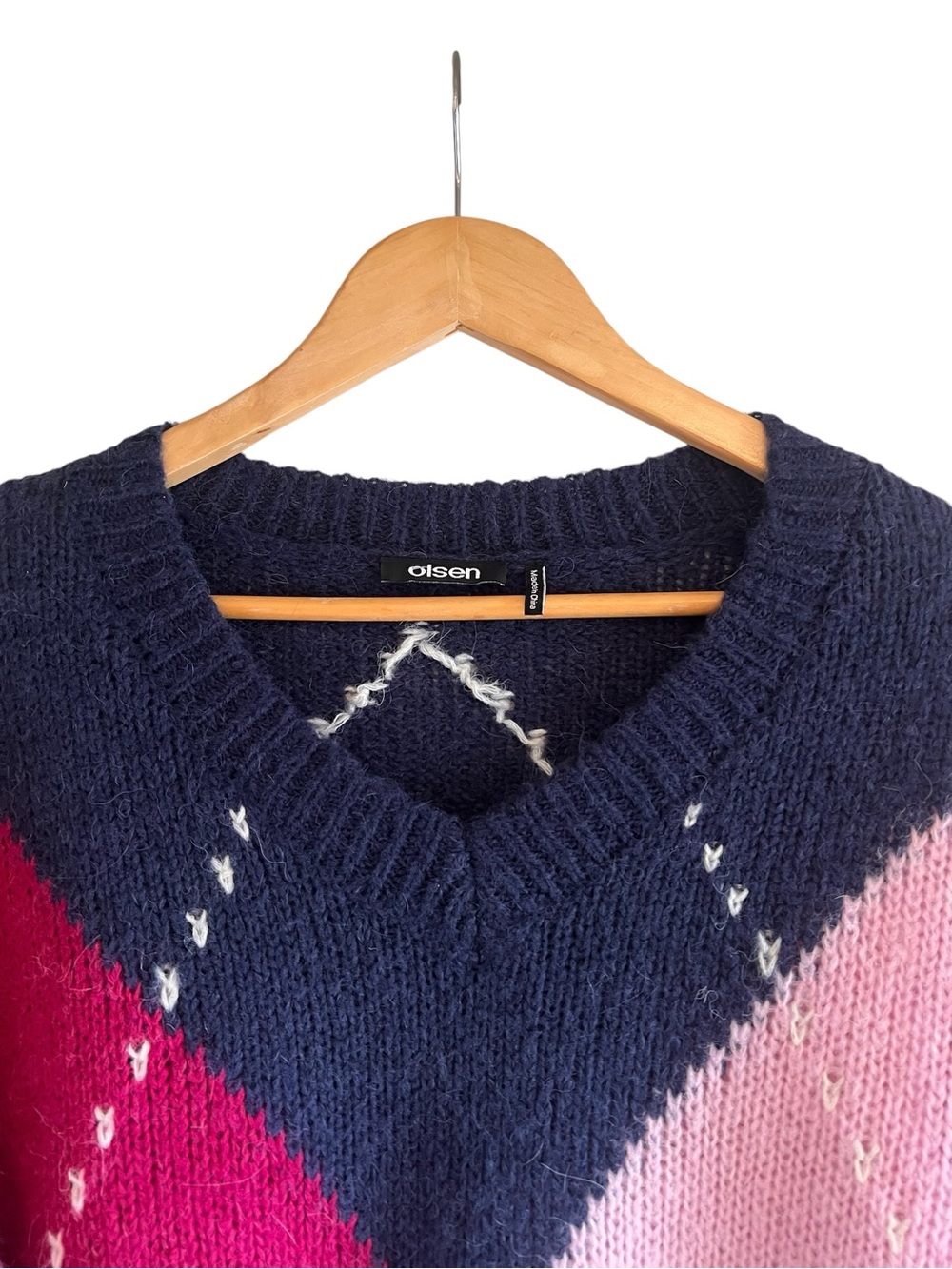 Olsen Olivia argyle sweather in soft alpaca knit sweater Sz M like new condition - Picture 3 of 13